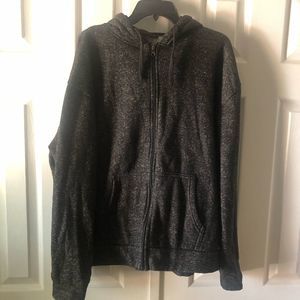 Royal Testimony black & grey heather zip up hooded sweater size M